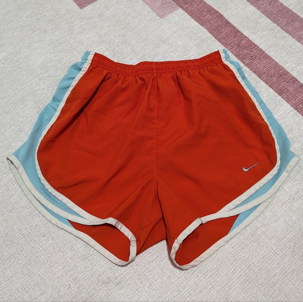 Small Burnt Orange and Light Blue Nike Running Shorts